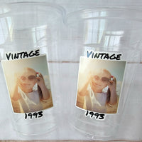 Custom Plastic Cups With Picture Personalized 40th Birthday Cups Vintage 40th Birthday Party Custom Text Custom Face Cups Decorations 1984