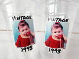 Custom Plastic Party Cups Personalized Party Cups Personalized 30th Birthday Cups Vintage 30th Cups 1994 Custom Face Party Cups Decorations