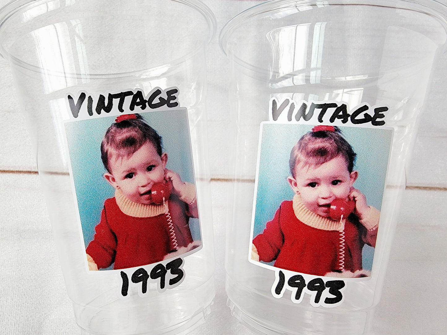 Custom Plastic Cups With Picture Personalized 40th Birthday Cups Vintage 40th Birthday Party Custom Text Custom Face Cups Decorations 1984