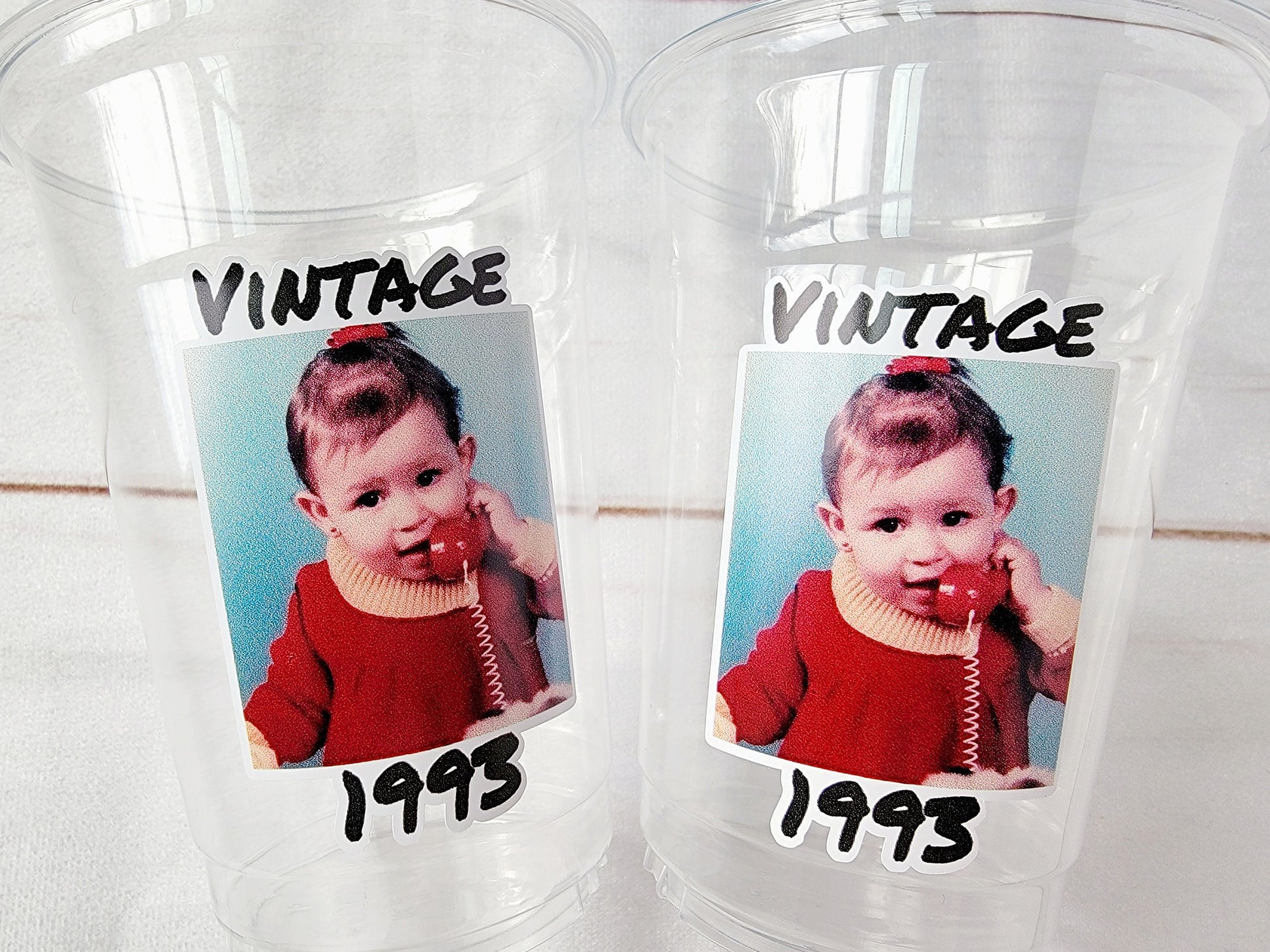 Custom Plastic Cups With Picture Personalized 40th Birthday Cups Vintage 40th Birthday Party Custom Text Custom Face Cups Decorations 1984