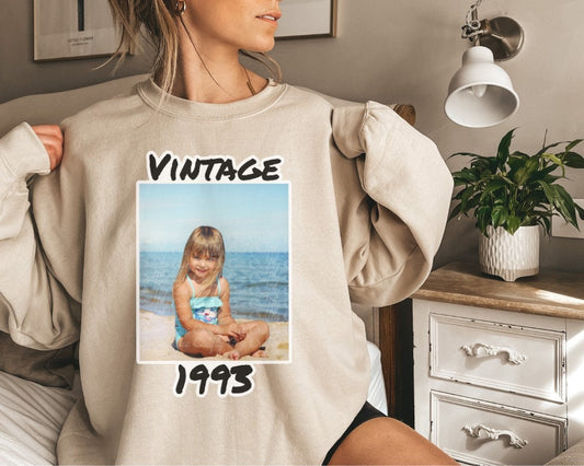 Personalized 1995 Photo Sweatshirt, 1995 Photo Sweater Custom Photo Shirt 1995 Birthday Shirt 1995 Birthday Gift, 30th Birthday Sweatshirt