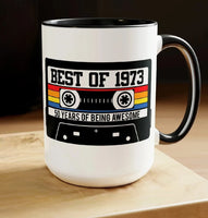 50th BIRTHDAY MUG 50th Party Decorations 50th Party Favors 50th Birthday Gift Cassette Tape Mug Best of 1973 Birthday Vintage 1973 - 15oz