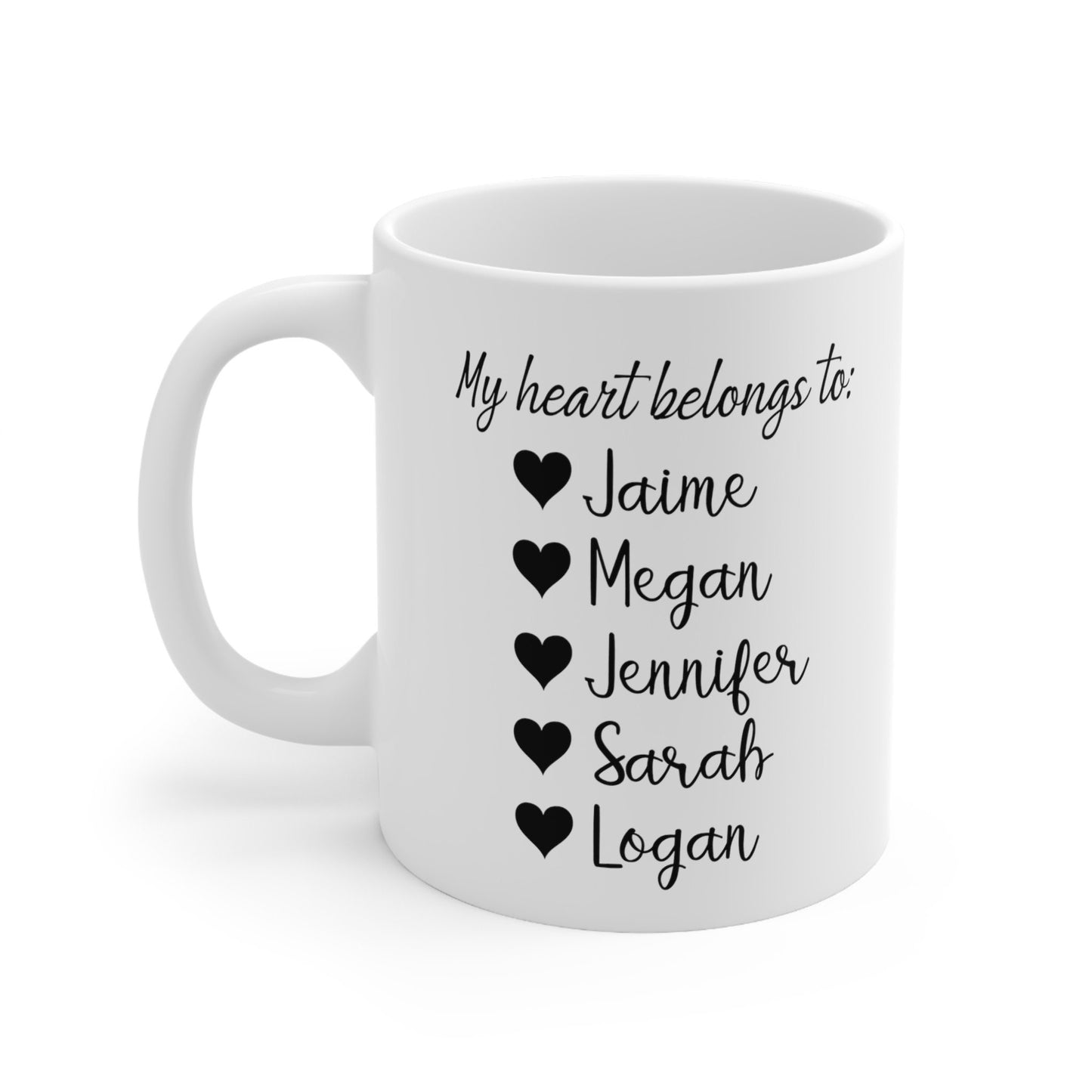 My Heart Belongs to Mug, Personalized Mom Mug with kid names, Mom Mug, Mama Mug Christmas Gift for Mom, Gift for Her, Gift for Him, Grandmom