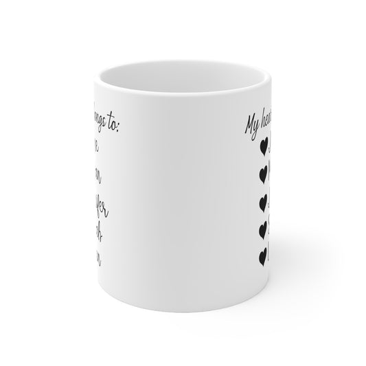 My Heart Belongs to Mug, Personalized Mom Mug with kid names, Mom Mug, Mama Mug Christmas Gift for Mom, Gift for Her, Gift for Him, Grandmom