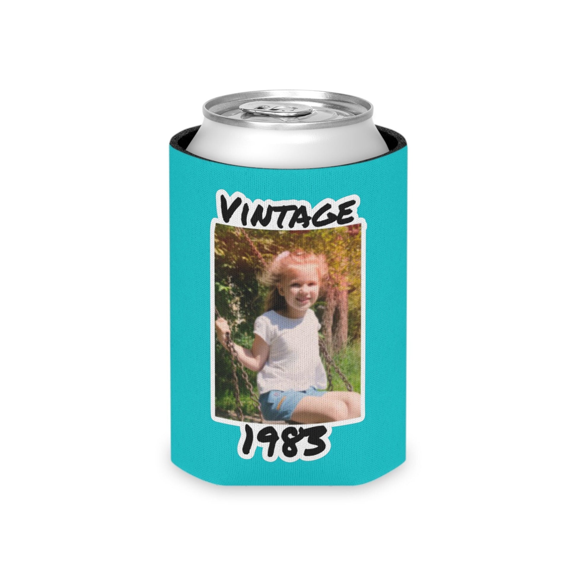 Personalized Can Cooler, 1983 Can Cooler, Custom Picture Can Cooler, Bachelorette Party Favors, Custom Birthday Favor, 40th Favors, Slim Can