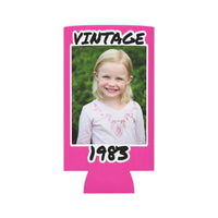 Personalized Can Cooler, 1983 Can Cooler, Custom Picture Can Cooler, Bachelorette Party Favors, Custom Birthday Favor, 40th Favors, Slim Can