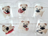 PUG PARTY Cups - Pug Cups Pug Birthday Cups Pug Dog Party Cups Puppy Party Cups Dog Birthday Party Puppy Party Decorations Dog Party Favors
