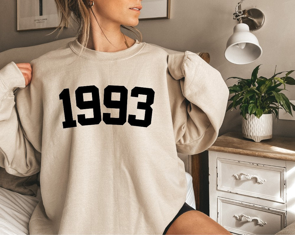 1993 Sweatshirt, 1993 College Style 1993 Year Sweatshirt, 1993 Birthday Shirt, 1993 Birthday Gift, 30th Birthday Sweatshirt, Gift for Her