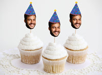 Photo Cupcake Toppers, Face Cupcake Toppers, Face On A Stick Cupake Toppers, Picture Cupcake Toppers, Face with Hat Cupcake Toppers, Funny