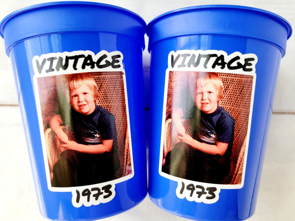 Custom Plastic Cups with Picture Personalized Cups Personalized 50th Birthday Cups Vintage 50th Cups 1973 Custom Face Party Cups Decorations