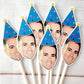 Photo Cupcake Toppers, Face Cupcake Toppers, Face On A Stick Cupake Toppers, Picture Cupcake Toppers, Face with Hat Cupcake Toppers, Funny