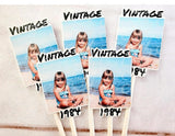 Custom Birthday Cupcake Toppers, Personalized Birthday Cupcake Toppers, Vintage 30th 40th, 50th, Birthday Decorations, Photo Cupcake Toppers
