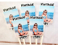 Custom 1984 Birthday Cupcake Toppers, Personalized 40th Birthday Cupcake Toppers, Vintage 1984, Birthday Decorations, Photo Cupcake Toppers