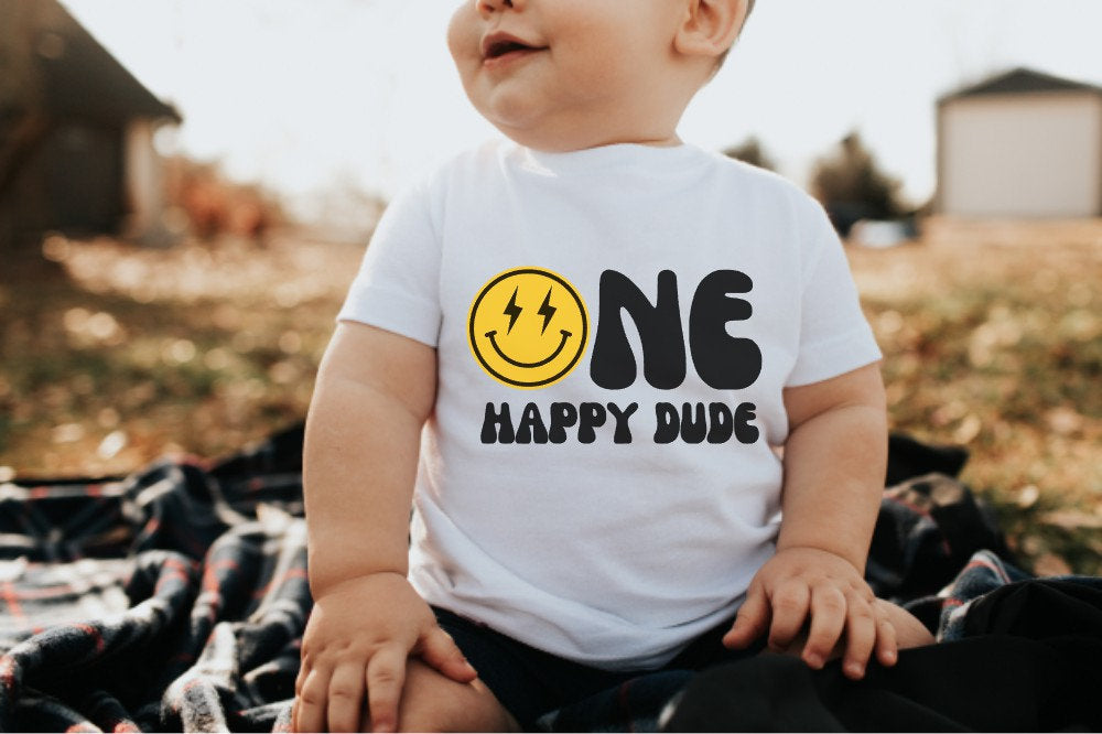 One Happy Dude Tshirt, One Happy Dude First Birthday Shirt, One Happy Dude Birthday Shirt, Kid Happy Face Shirt, 1st Birthday Shirt, Boy