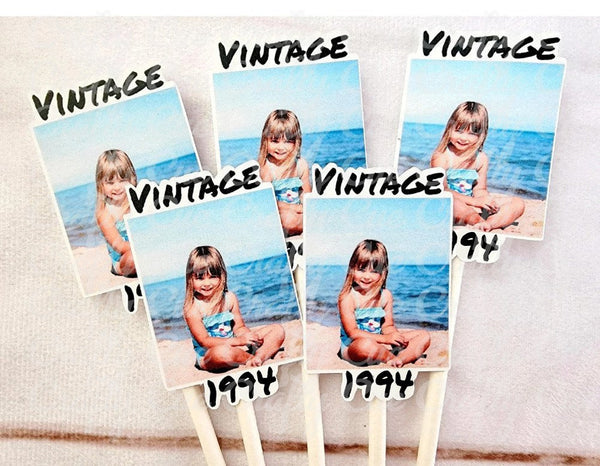 Custom 1994 Birthday Cupcake Toppers, Personalized 30th Birthday Cupcake Toppers, Vintage 1994, Birthday Decorations, Photo Cupcake Toppers