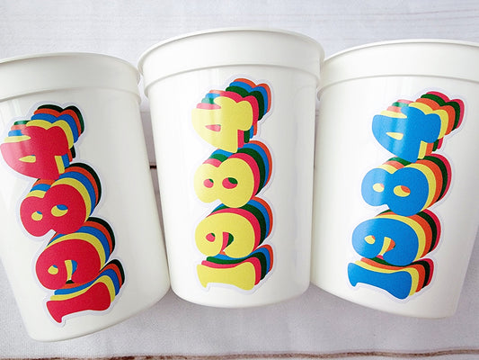 40th PARTY CUPS - Best of 1985 40th Birthday Party 40th Birthday Favors Vintage 1985 40th Party Decorations 1985 Birthday 80's Party Cups