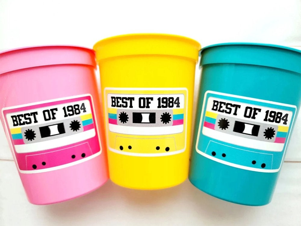 40th PARTY CUPS - Best of 1984 40th Birthday Party 40th Birthday Favors 40th Party Cups 40th Party Decorations 1984 Birthday 80's Party Cups