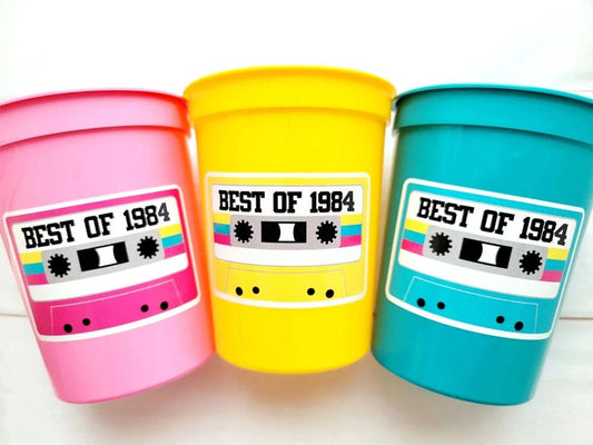 40th PARTY CUPS - Best of 1984 40th Birthday Party 40th Birthday Favors 40th Party Cups 40th Party Decorations 1984 Birthday 80's Party Cups