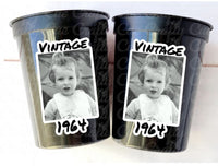 Custom Plastic Cups with Picture Personalized Cups Personalized 60th Birthday Cups Vintage 60th Cups 1964 Custom Face Party Cups Decorations