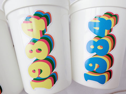 40th PARTY CUPS - Best of 1985 40th Birthday Party 40th Birthday Favors Vintage 1985 40th Party Decorations 1985 Birthday 80's Party Cups