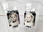 Custom Plastic Party Cups Personalized Party Cups Personalized 70th Birthday Cups Vintage 70th Cups 1954 Custom Face Party Cups Decorations