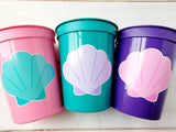 MERMAID PARTY CUPS Seashell Party Cups Mermaid Birthday Cups Mermaid Party Cups Mermaid Party Decorations Mermaid Party Favors Under The Sea