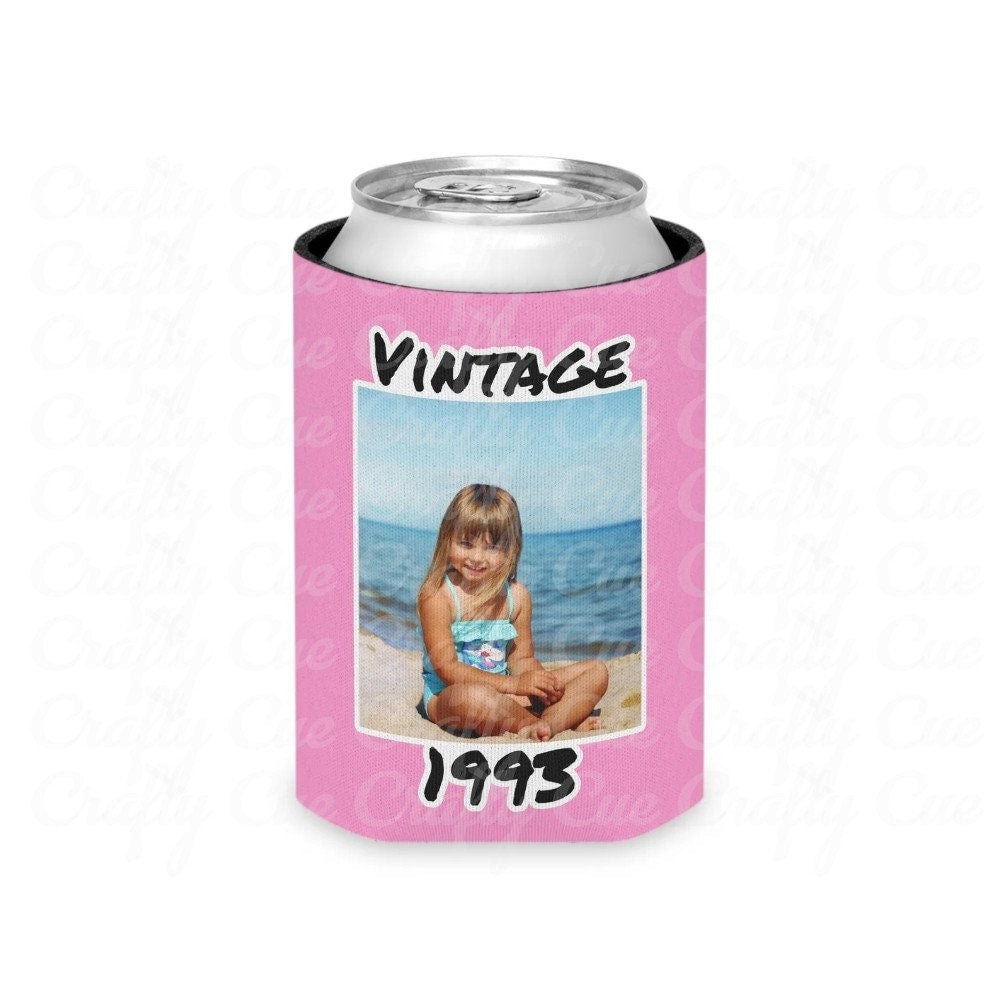 Personalized Can Cooler, 1993 Can Cooler, Custom Picture Can Cooler, Bachelorette Party Favors, Custom Birthday Favor, 30th Favors, Slim Can