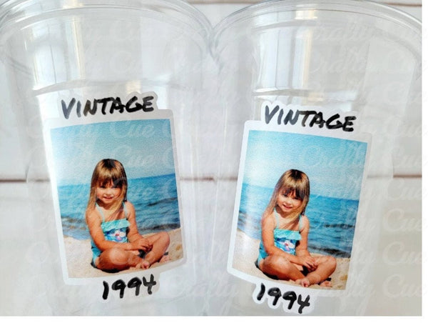 Custom Photo Cups, Custom Picture Cups, Photo Cups, Vintage 30th, Vintage 40th, Vintage 50th, Photo Cups, Happy Birthday, Party Favors, Custom Cups, Picture Cups, Cups with Pictures, Est. Cups, Birthday Cups, Party Cups, Birthday Party Favors, Cups