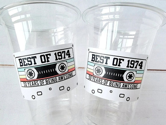 50th PARTY CUPS 50th Birthday Decoration 50th Party Favors 50th Party 50th Birthday Cassette Tape Party Best of 1975 Birthday Vintage 1975