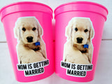 Personalized Dog Face Cups, Mom is Getting Married Cups, Bachelorette Party Favors, Bachelorette Party Games, Dog Face Bachelorette Cups