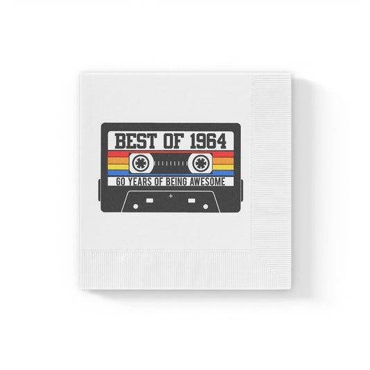 1964 Cassette Tape Napkins 1964 PARTY NAPKINS 1964 Birthday Napkins 1964 Cocktail Napkins 1964 Birthday Decoration 60th Birthday Napkins