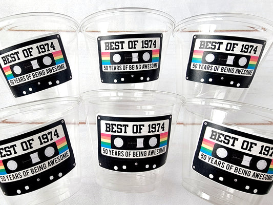 50th PARTY CUPS 50th Birthday Decoration 50th Party Favors 50th Party 50th Birthday Cassette Tape Party Best of 1975 Birthday Vintage 1975