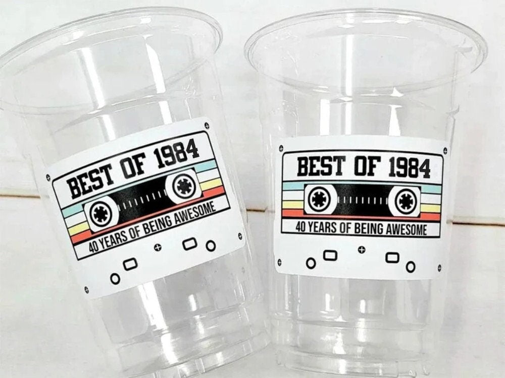 40th BIRTHDAY PARTY Cups - 40th Birthday Party cups, 40th Birthday Party, Best of 1984 Birthday, Vintage 40th Birthday, 1984 Party Cups