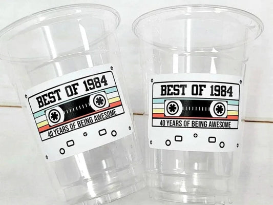40th BIRTHDAY PARTY Cups - 40th Birthday Party cups, 40th Birthday Party, Best of 1984 Birthday, Vintage 40th Birthday, 1984 Party Cups