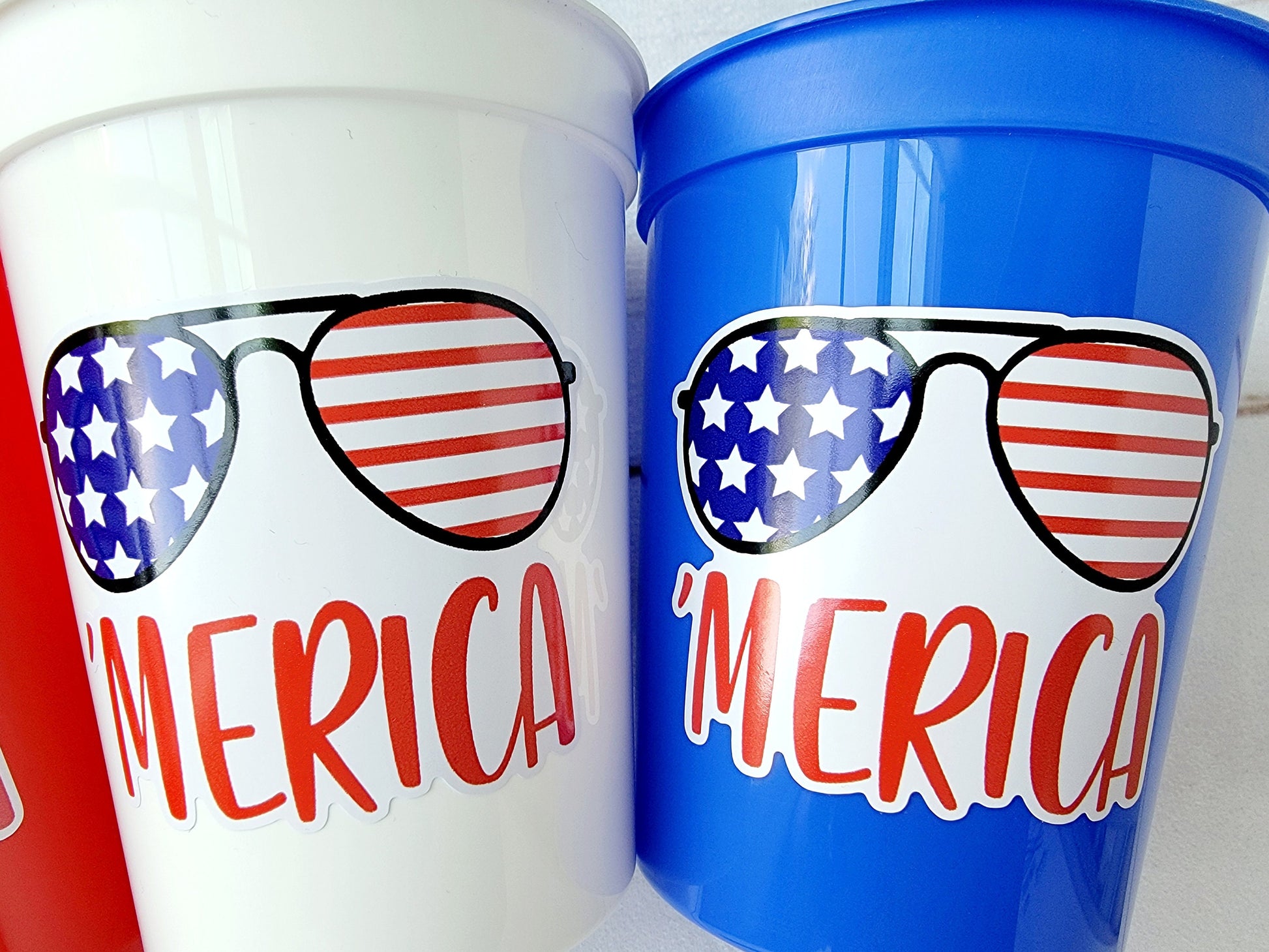 4th of July Party Cups July 4th Sunglasses Cups USA Party Cups 'Merica Cups Independence Day Party Decorations 4th of July Party Decorations