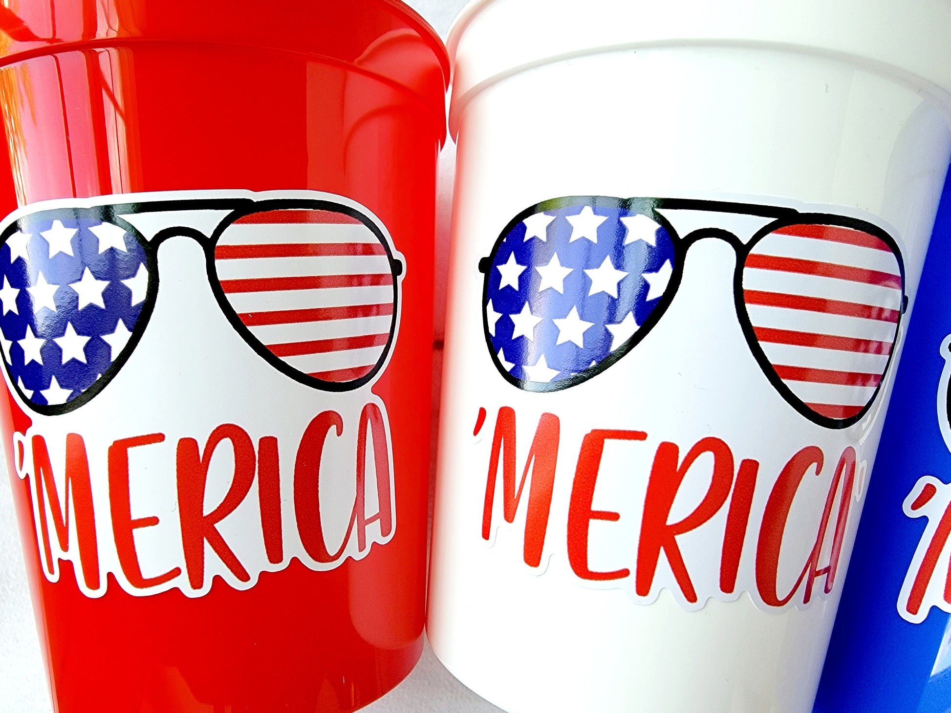4th of July Party Cups July 4th Sunglasses Cups USA Party Cups 'Merica Cups Independence Day Party Decorations 4th of July Party Decorations