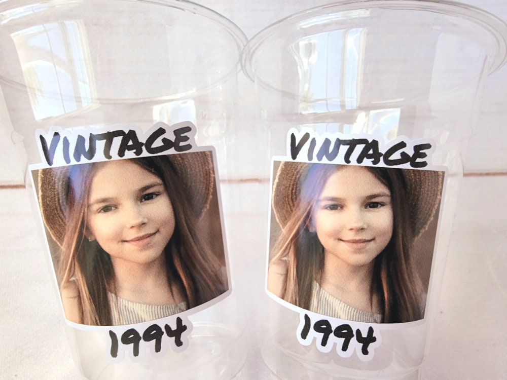 Custom Plastic Party Cups Personalized Party Cups Personaized 30th Personalized 40th Birthday Cups 1984 Custom Face 1994 Vintage 40th Cups