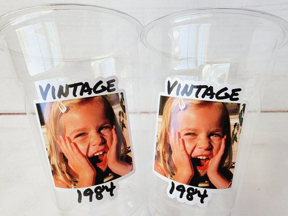 Custom Plastic Party Cups Personalized Party Cups Personaized 30th Personalized 40th Birthday Cups 1984 Custom Face 1994 Vintage 40th Cups