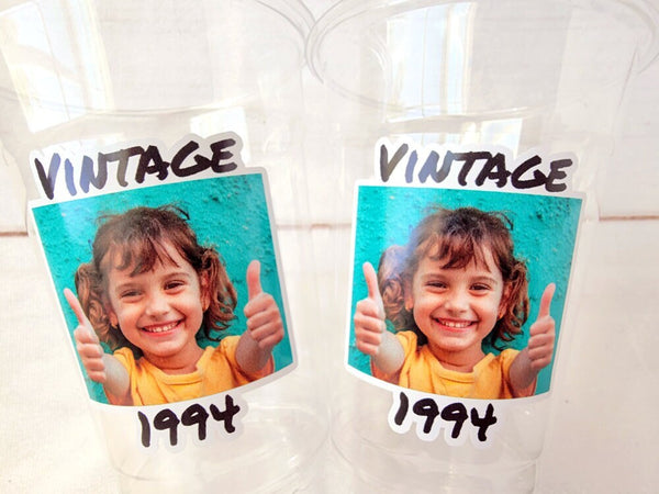 Custom Plastic Party Cups Personalized Party Cups Personaized 30th Personalized 40th Birthday Cups 1984 Custom Face 1994 Vintage 40th Cups