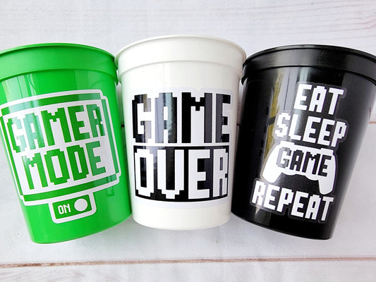 VIDEO GAME PARTY Cups - Video Game Cups Video Game Party Cups Level Up Party Decorations Gamer Baby Shower Decorations Video Game Birthday