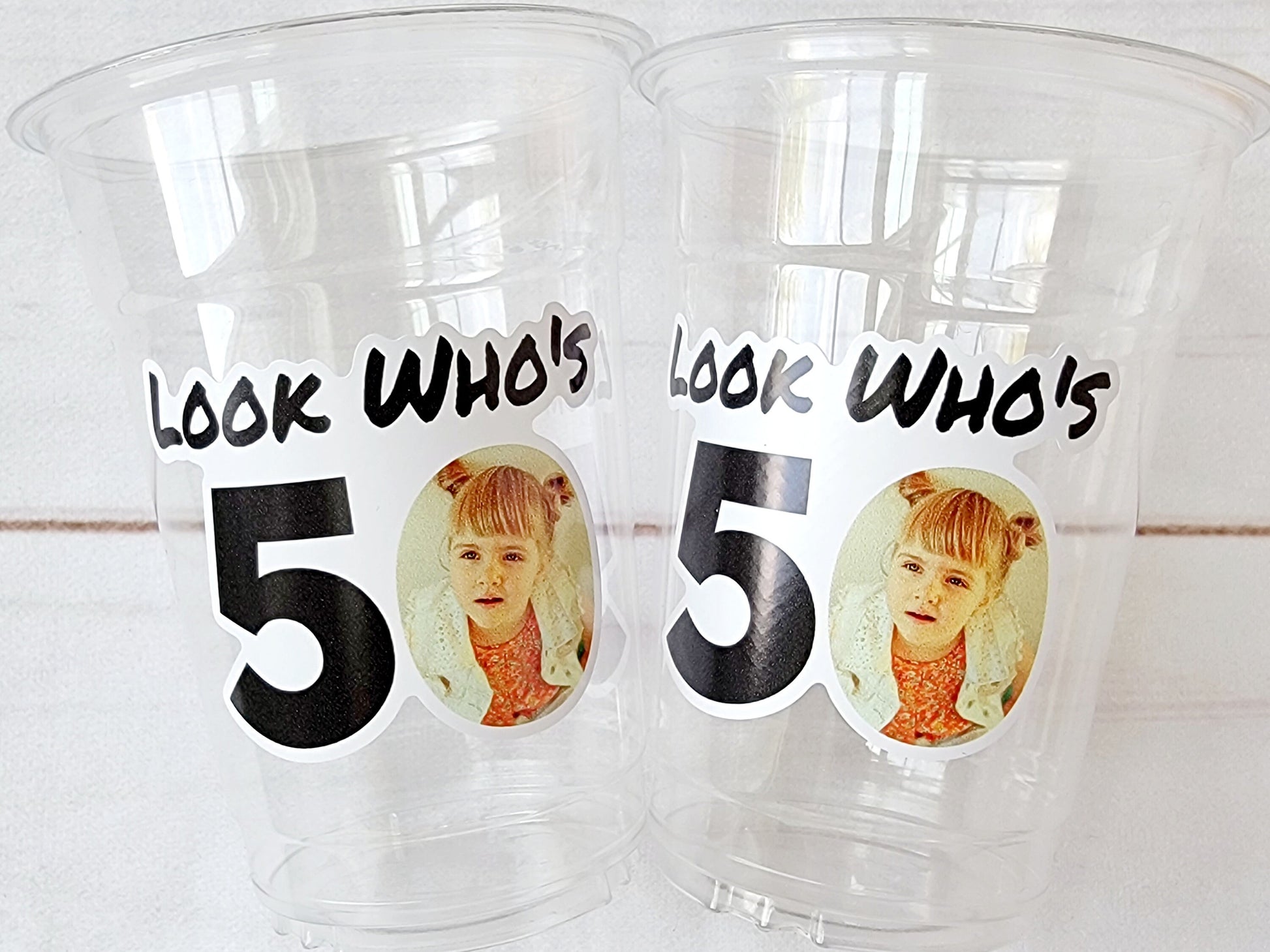 Custom Plastic Cups With Picture Personalized 50th Birthday Cups Vintage 50th Birthday Party Custom Text Custom Face Cups Decorations 1975