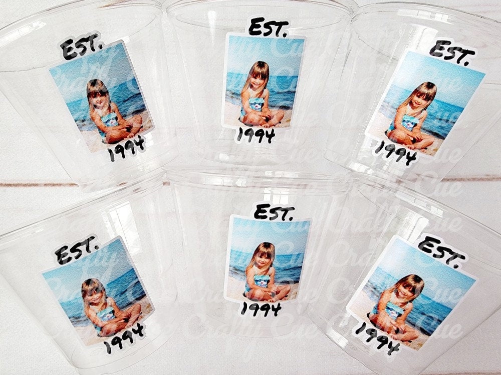 Custom Plastic Party Cups Personalized Party Cups Personalized Birthday Cups Vintage Party Cups Custom Face Party Cups Decorations 9oz Cups