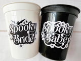 SPOOKY BACHELORETTE CUPS Spooky Bride Spooky Babe Party Cups Halloween Bachelorette Party Cups Black Wedding Cups Bachelorette Party Favors