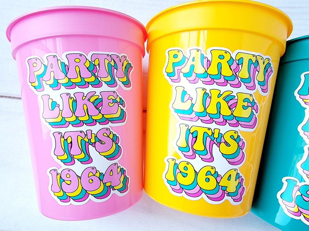 60th PARTY CUPS - Best of 1965 60th Birthday Party 60th Birthday Favors 60th Party Cups 60th Party Decorations 1965 Birthday 60's Party Cup