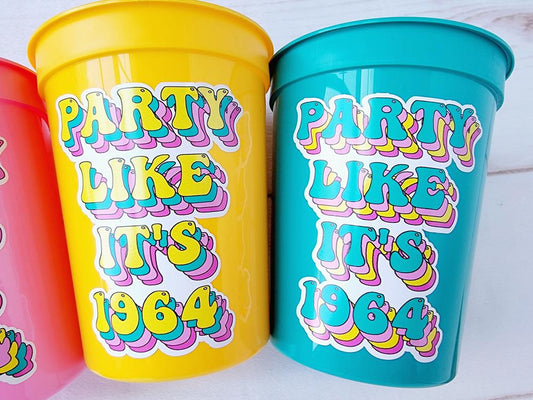 60th PARTY CUPS - Best of 1965 60th Birthday Party 60th Birthday Favors 60th Party Cups 60th Party Decorations 1965 Birthday 60's Party Cup