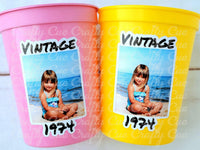 Custom Plastic Party Cups Personalized Party Cups Personalized 50th Birthday Cups Vintage 50th Cups 1974 Custom Face Party Cups Decorations
