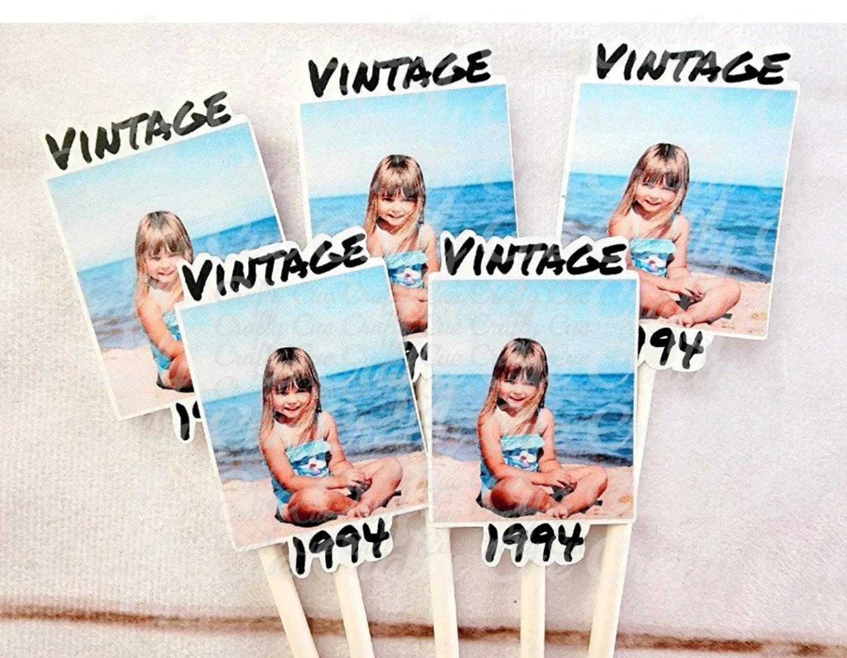 Custom 1995 Birthday Cupcake Toppers, Personalized 30th Birthday Cupcake Toppers, Vintage 1995, Birthday Decorations, Photo Cupcake Toppers