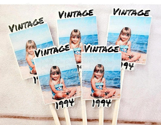Custom 1995 Birthday Cupcake Toppers, Personalized 30th Birthday Cupcake Toppers, Vintage 1995, Birthday Decorations, Photo Cupcake Toppers