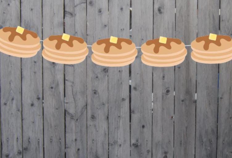 Pancake Garland, Pancake Banner, Pancakes and Pajamas, Slumber Party, Pancake Photo Prop, Pancake Decorations