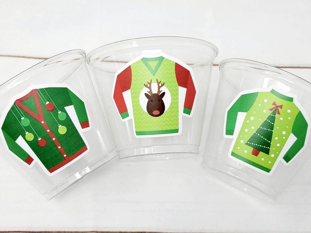 CHRISTMAS PARTY CUPS - Ugly Sweater Christmas Cups Christmas Decorations Christmas Party Supplies Christmas Party Favors Christmas Gifts
